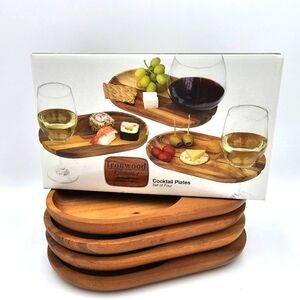 Oval Cocktail Plates Set - Brown